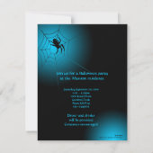 Schwarze Spinne Halloweens auf Netz Einladung (Rückseite)