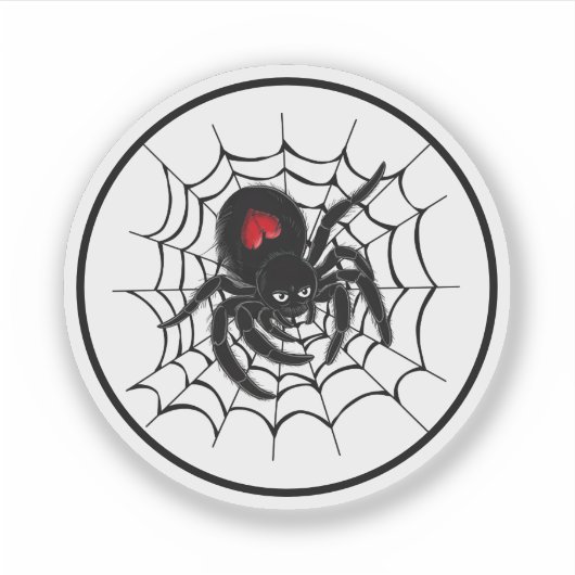 Schwarze Spinne im Web Aufkleber (Vorderseite)