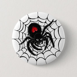 Schwarze Spinne im Web Button