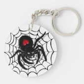 Schwarze Spinne im Web Schlüsselanhänger (Rückseite)