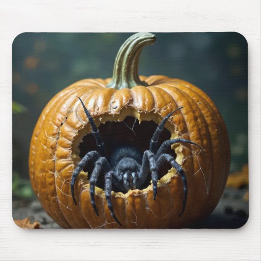 Schwarze Spinne krabbeln aus Kürbis Mousepad (Vorne)