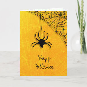 Schwarze Spinne und Netz Frohe Halloween-Karte Karte