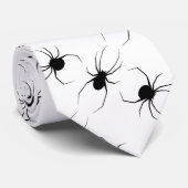 Schwarze Spinnen auf Weiß Krawatte (Gerollt)