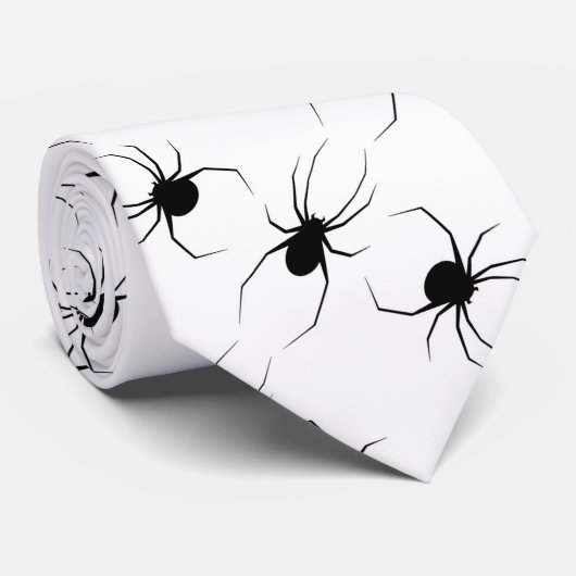 Schwarze Spinnen auf Weiß Krawatte (Gerollt)