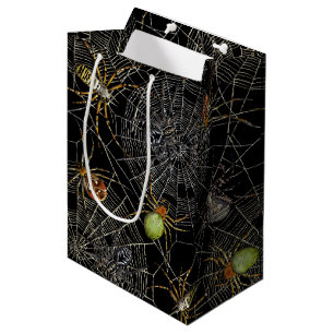 Schwarze Spinnen-Nettogeschenk-Tasche - Medium, Mittlere Geschenktüte