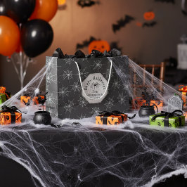 Schwarze Spinnennetze glückliches Halloween Große Geschenktüte