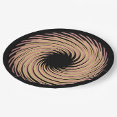 schwarze Spirale Pappteller (Schrägansicht)
