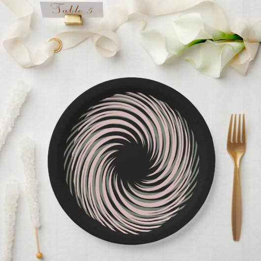 schwarze Spirale Pappteller (Hochzeit)