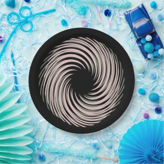 schwarze Spirale Pappteller (Party)