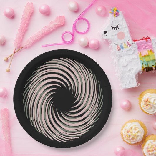 schwarze Spirale Pappteller (Party)