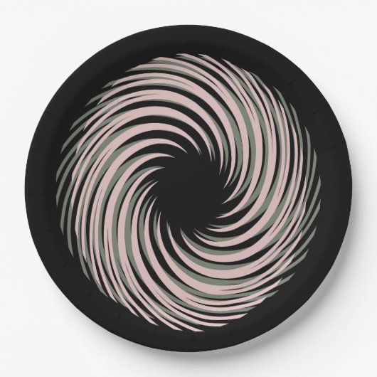 schwarze Spirale Pappteller (Vorderseite)
