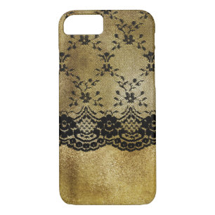 Schwarze Spitze auf GoldGlitter Case-Mate iPhone Hülle