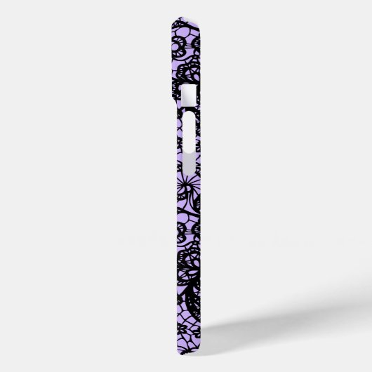 Schwarze Spitze auf Lila Case-Mate iPhone Hülle (Rückseite / Links)