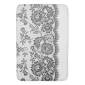 Schwarze Spitze auf Weiß Badematte (Vorderseite Vertikal)