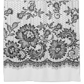 Schwarze Spitze auf Weiß Duschvorhang (Vorderseite)