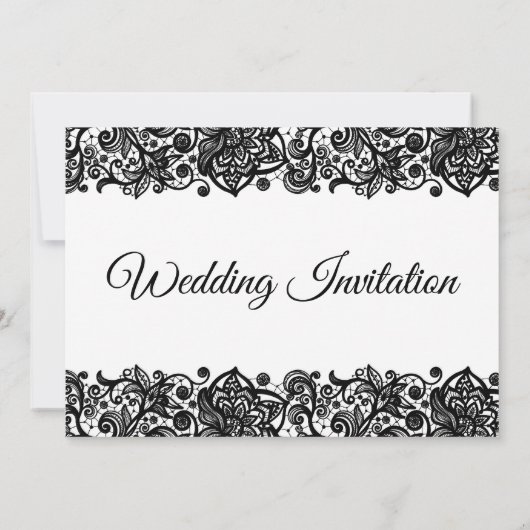 Schwarze Spitze auf weißem Hintergrund Einladung H (Rückseite)