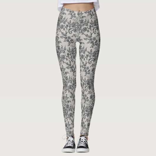 Schwarze Spitze Leggings (Vorderseite)
