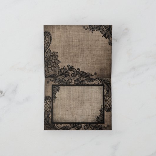 Schwarze Spitze-Leinwand moderner Goth dankt Ihnen Dankeskarte (Innenseite)