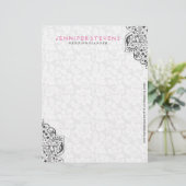 Schwarze Spitze mit weißer Damaske Hintergrund Briefbogen (Stehend Vorderseite)