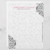 Schwarze Spitze mit weißer Damaske Hintergrund Briefbogen (Vorne/Hinten)