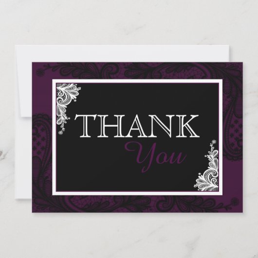 Schwarze Spitze-Pflaume moderner Goth danken Ihnen Dankeskarte (Vorderseite)