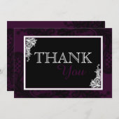 Schwarze Spitze-Pflaume moderner Goth danken Ihnen Dankeskarte (Vorne/Hinten)