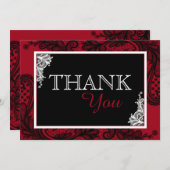 Schwarze Spitze roter moderner Goth danken Ihnen Dankeskarte (Vorne/Hinten)