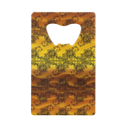 Schwarze Spitze über goldene Waves Kreditkarten Flaschenöffner (Vorderseite)