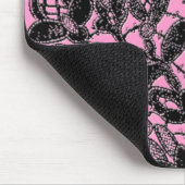 schwarze Spitze über rosa feminin Mousepad (Ecke)