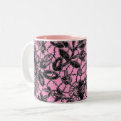 schwarze Spitze über rosa feminin Zweifarbige Tasse (Vorderseite Links)