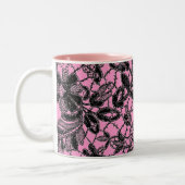 schwarze Spitze über rosa feminin Zweifarbige Tasse (Links)
