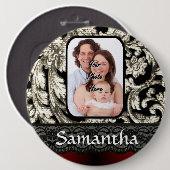 Schwarze Spitze und Damast Button (Vorne & Hinten)
