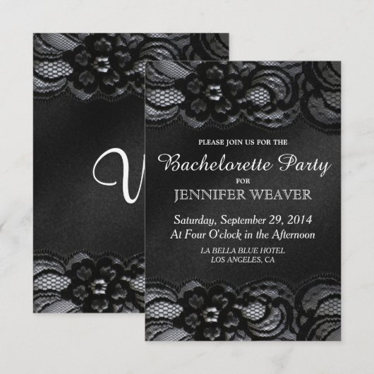 Schwarze Spitze-und Einladung (Vorne/Hinten)