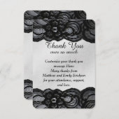 Schwarze Spitze und Satin danken Ihnen Karten (Vorne/Hinten)