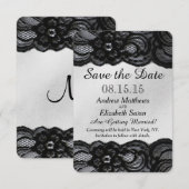 Schwarze Spitze und Satin Save the Date (Vorne/Hinten)