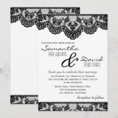 Schwarze Spitze und weiße Hochzeits-Einladung Einladung (Vorne/Hinten)