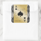 Schwarze Spitzen, Ass der Spades, Schwarzer Glitze Quadratischer Aufkleber (Tasche)