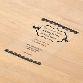 Schwarze Spitzen auf klarem, maßgeschneidertem Hoc Acryleinladungen (Ablage )