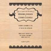 Schwarze Spitzen auf klarem, maßgeschneidertem Hoc Acryleinladungen (Vorderseite)