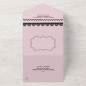 Schwarze Spitzen auf sanft rosa Braut All In One Einladung (Außenbereich)