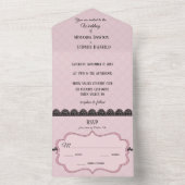 Schwarze Spitzen auf sanft rosa Braut All In One Einladung (Innen Boden)