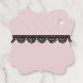 Schwarze Spitzen auf sanft rosa Braut Geschenkanhänger (Rückseite)