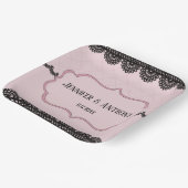 Schwarze Spitzen auf sanft rosa Braut Pappteller (Gewinkelt)