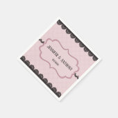 Schwarze Spitzen auf sanft rosa Braut Serviette (Ecke)