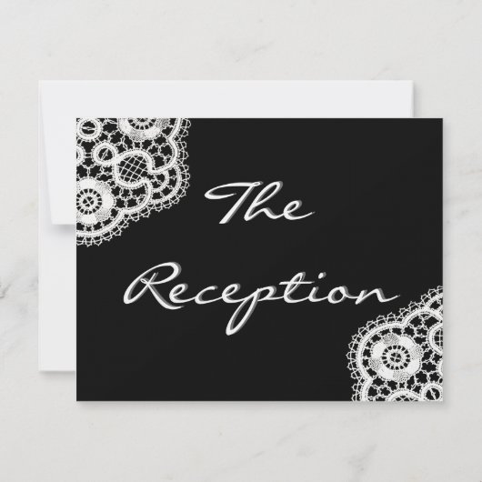 Schwarze Spitzen auf Weiß (Empfang nach Hochzeit) Einladung (Rückseite)