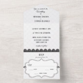 Schwarze Spitzen auf weißer Brausektion All In One Einladung (Innen Boden)