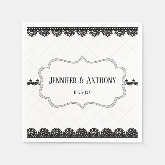 Schwarze Spitzen auf weißer Brausektion Serviette (Vorderseite)