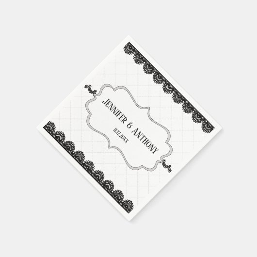 Schwarze Spitzen auf weißer Brausektion Serviette (Ecke)