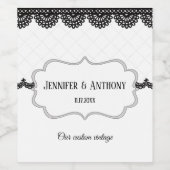 Schwarze Spitzen auf weißer Brausektion Weinetikett (Einzelnes Label)