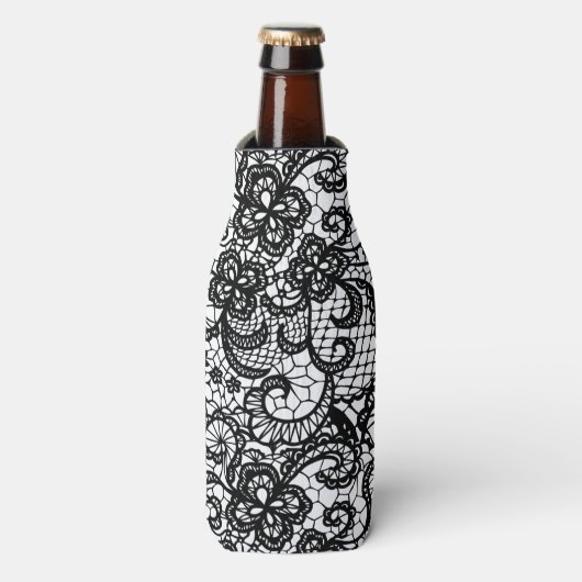 Schwarze Spitzen auf weißer Dose Flaschenkühler (Flaschenvorderseite)